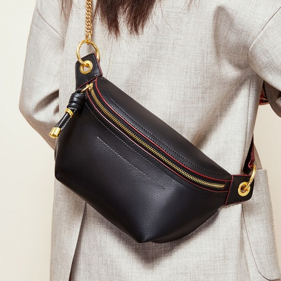 2025 new genuine leather bags, crossbody chest bags for women, trendy small bags, versatile genuine leather waist bags for women, trendy instagram.