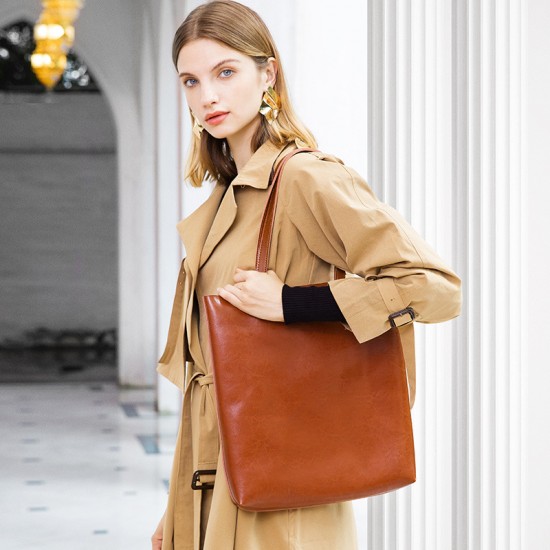 New summer new cowhide women's bags, fashionable, simple tote bags, large-capacity, fashionable handbags and shopping bags