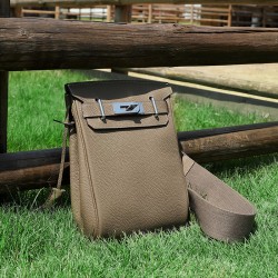 Cross-border Togo top-grain cowhide Kelly crossbody chest bag, unisex backpack, fashionable genuine leather shoulder bag