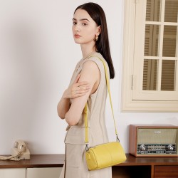 Cylinder-shaped top-grain soft cowhide small bag, 2025 new high-end pillow bag, cowhide underarm commuter shoulder bag