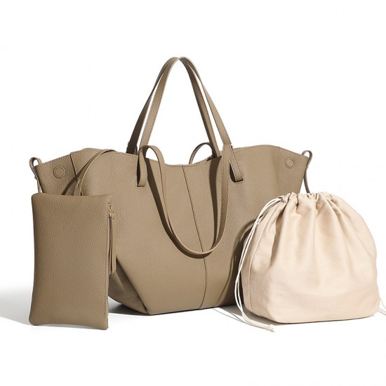 Best-selling cross-border top-grain cowhide large tote bag for women, versatile for shopping, simple, genuine leather sling bag.