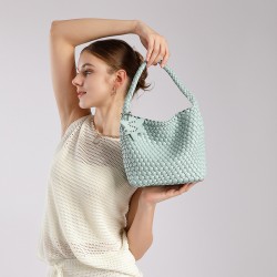 TikTok hit, new hand-woven genuine leather textured tote bag, large-capacity handbag, underarm women's bag