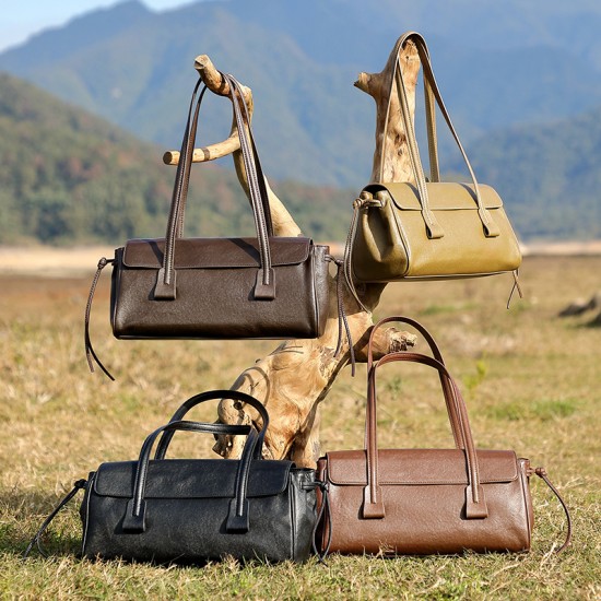 Spring/summer new vegetable-tanned cowhide underarm bag Luxury-style pillow-shaped women's handbag, popular and versatile single-shoulder baguette bag Spring/summer new vegetable-tanned cowhide underarm bag Luxury-style pillow-shaped women's handbag, popular and versatile single-shoulder baguette bag