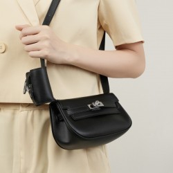 2025 new genuine leather Moove Kelly Tangyuan bag, two-in-one mini shoulder, crossbody, multifunctional saddle bag