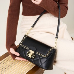 Order a niche new genuine leather women's bag, heavily embroidered baguette small square bag, chain bag, luxury crossbody underarm bag.