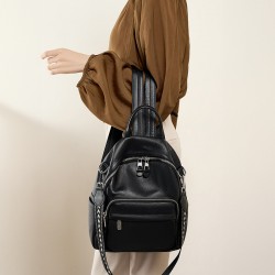 Women's backpack, genuine soft leather, 2025 new fashionable and versatile top-grain cowhide women's large-capacity travel backpack