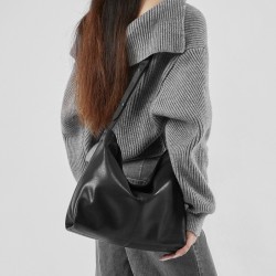 2025 new cowhide women's shoulder bag, large capacity, Hobo spring and summer versatile genuine leather large bag.