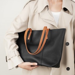 2025 new top-grain cowhide handmade tote bag for women Women's commuter bag, large-capacity handbag, shoulder bag, large bag
