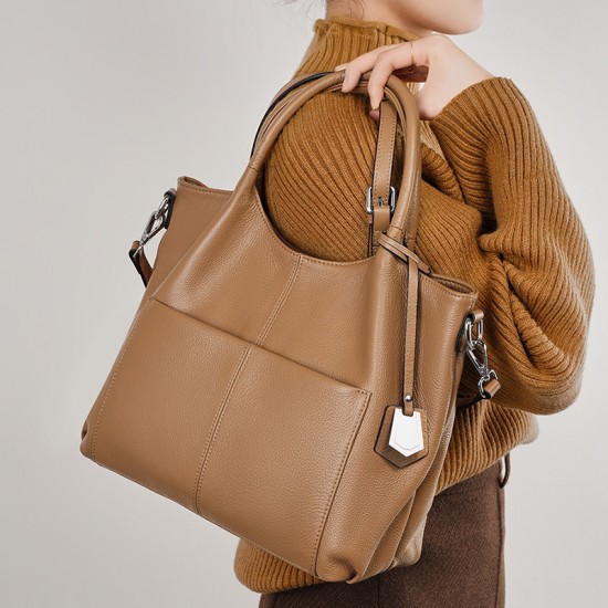 2025 new spring/summer new genuine leather women's single-shoulder bag, large-capacity tote bag, crossbody bag for middle-aged mothers 2025 new spring/summer new genuine leather women's single-shoulder bag, large-capacity tote bag, crossbody bag for middle-aged mothers