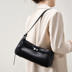 2025 new cross-border Kelly bags, fashionable and versatile retro top-grain cowhide bags, single-shoulder crossbody bags.