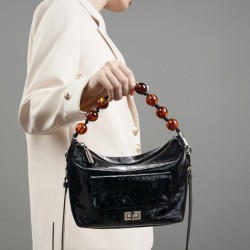 Fashionable women's bag, 2025 new style, popular top-grain cowhide commuter, simple and versatile shoulder bag with large capacity