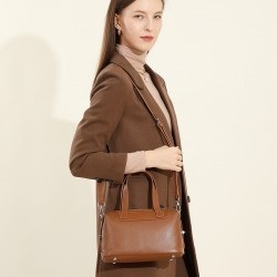 Cross-border genuine leather women's handbag, retro and elegant Boston bag, vegetable tanned cowhide shoulder bag, women's crossbody bag