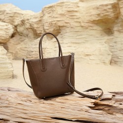 2025 new genuine leather women's bag, simple, artistic, retro, tree paste leather bucket bag, versatile shoulder and crossbody bag