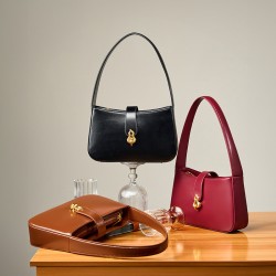New genuine leather women's bag, niche bridal bag, youthful red, high-quality underarm bag, daily shoulder bag