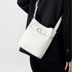 Vintage leather women's shoulder bag, luxury bucket bag, vintage top-grain cowhide crossbody bag