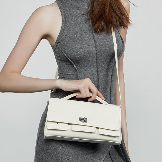 Korean niche solid color shoulder bag for women, 2025 new style, fashionable and stylish crossbody bag, simple design handbag