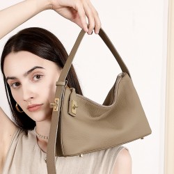 Top-Grain Cowhide Leather Women's Bag, a Trendy, Niche Underarm Shoulder Bag