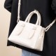 2025 new fashionable genuine leather handbag, small square bag, French-style, simple, niche popular shoulder and crossbody bag.