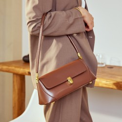 Special leather chain underarm bag for women, 2025 new spring and summer cowhide French-style luxury niche shoulder and crossbody bag.