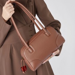 Top-grain TC cowhide garden bag, genuine leather women's bag, 2025 new European and American retro bucket bag, fashionable handbag.