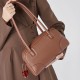 Top-grain TC cowhide garden bag, genuine leather women's bag, 2025 new European and American retro bucket bag, fashionable handbag.