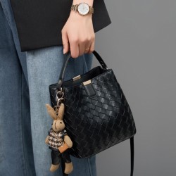 Women's Bucket Bag, 2025 New Style Genuine Leather Women's Bag, Large Capacity, Woven Bag Trendy crossbody handbags