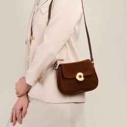 Yan Xiaofang women's bags, 2025 spring/summer new niche design, French retro textured frosted velvet commuter bag