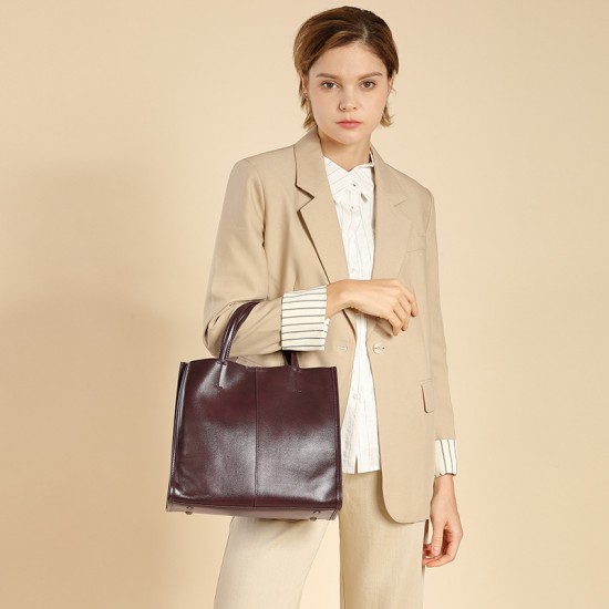 Vintage top-grain cowhide tote bag, 2025 new style spring and summer crossbody bag, large-capacity bucket shoulder genuine leather handbag
