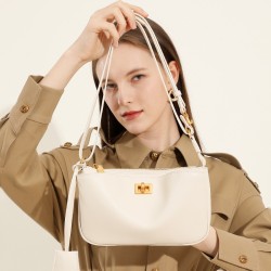 2025 New Spring Rodeo Underarm Bag with Lock Versatile mini motorcycle baguette bag, genuine leather shoulder bag, small square bag