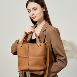 24 Early Autumn niche, versatile, new top-grain cowhide commuter large-capacity bucket bag, elegant shoulder bag, crossbody bag