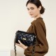 Classic black and gold diamond-patterned square women's bag, 2025 new style, stylish diamond-patterned shoulder and crossbody bag