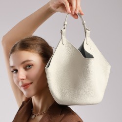 Original TC top-grain cowhide large-capacity vegetable basket genuine leather tote bag, a new summer trendy mother-and-child commuter bag