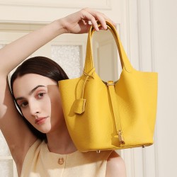Oversized, high-quality genuine leather basket, TC, top-grain cowhide, niche, high-end, exquisite handbag bucket bag