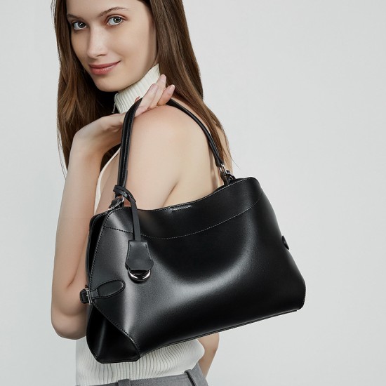 New Genuine Leather Shoulder Bag, Niche, High-End Summer Worker Large-Capacity Women's Commuter Handbag