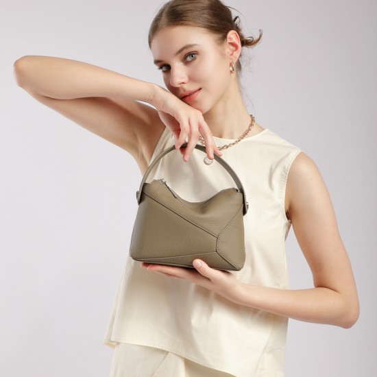 2025 new bucket bag, genuine leather shoulder bag, simple and stylish soft leather large-capacity crossbody bag