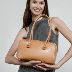 Genuine Leather Underarm Bag 2025 New Large Capacity Boston Women's Single Shoulder Bag Bowling Bag Golf bags