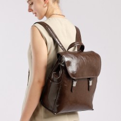 Genuine leather neutral casual handbag, stylish and simple, large-capacity business travel laptop backpack, cowhide women's bag
