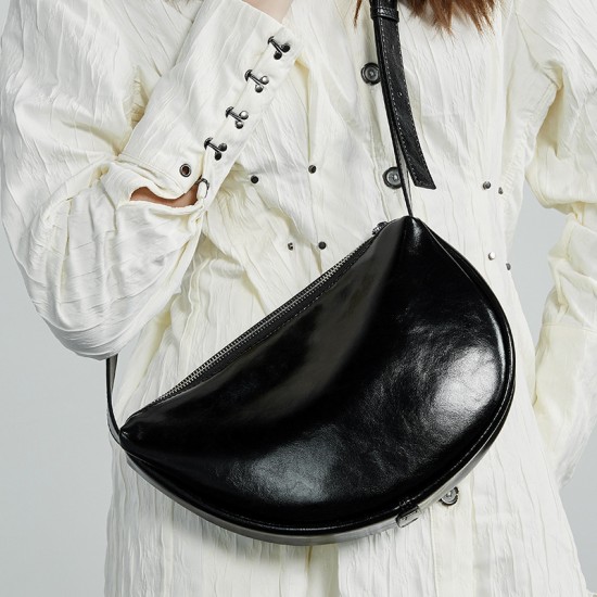 2025 new genuine leather women's bag, lazy-style crescent bag, large-capacity shoulder crossbody bag 2025 new genuine leather women's bag, lazy-style crescent bag, large-capacity shoulder crossbody bag
