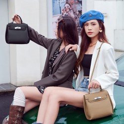 Spring new high-end top-grain cowhide Korean-style commuter Kelly bags, single-shoulder, crossbody, and handbags, genuine leather women's bags.