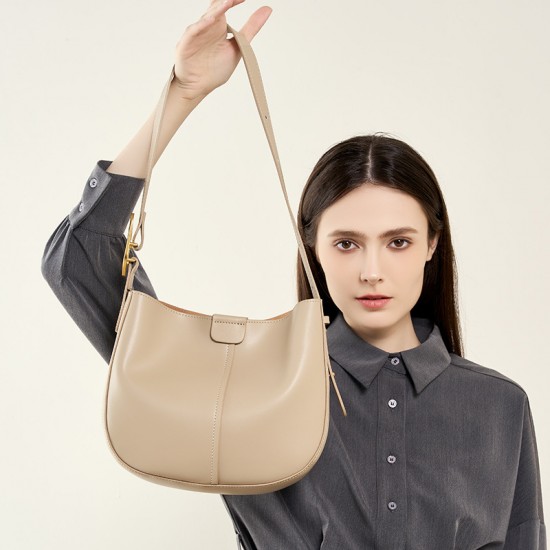 2025 new style genuine leather women's bag, simple cowhide large-capacity cylindrical shoulder bag, solid color, niche casual tote bag 2025 new style genuine leather women's bag, simple cowhide large-capacity cylindrical shoulder bag, solid color, niche casual tote bag