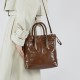 Song niche top-grain cowhide vintage drawstring handbag, single-shoulder/crossbody bucket bag, pleated genuine leather women's bag. Song niche top-grain cowhide vintage drawstring handbag, single-shoulder/crossbody bucket bag, pleated genuine leather women's bag.