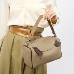 Women's bag, top-grain cowhide pillow bag, textured, versatile, simple Boston bag, underarm bag