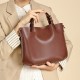 Simple, large-capacity, top-grain cowhide commuter tote bag, versatile, high-end, shoulder-shoulder, crossbody bucket bag for women. Simple, large-capacity, top-grain cowhide commuter tote bag, versatile, high-end, shoulder-shoulder, crossbody bucket bag for women.