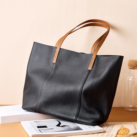 2025 new top-grain cowhide handmade tote bag for women Women's commuter bag, large-capacity handbag, shoulder bag, large bag
