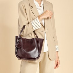 Cowhide Basket Single Shoulder Crossbody Tote Bag 2025 New Luxury Vegetable Basket Handbag Bucket Bag Fashionable