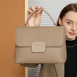 Vegetable-tanned top-grain cowhide, antique-style, fashionable commuter, light luxury handbag, simple, high-end, versatile shoulder bag