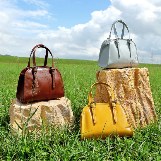 2025 New Cowhide Yoyo Bowling Bag, Retro Commuter Large-Capacity Single Shoulder Bag