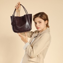 Cowhide Basket Single Shoulder Crossbody Tote Bag 2025 New Luxury Vegetable Basket Handbag Bucket Bag Fashionable