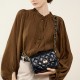 Classic black and gold diamond-patterned square women's bag, 2025 new style, stylish diamond-patterned shoulder and crossbody bag