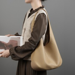 New Korean Internet-Famous Women's Bag, Large-Capacity First-Grain Leather Tote Bag, Luxury Underarm Single-Shoulder Genuine Leather Bag